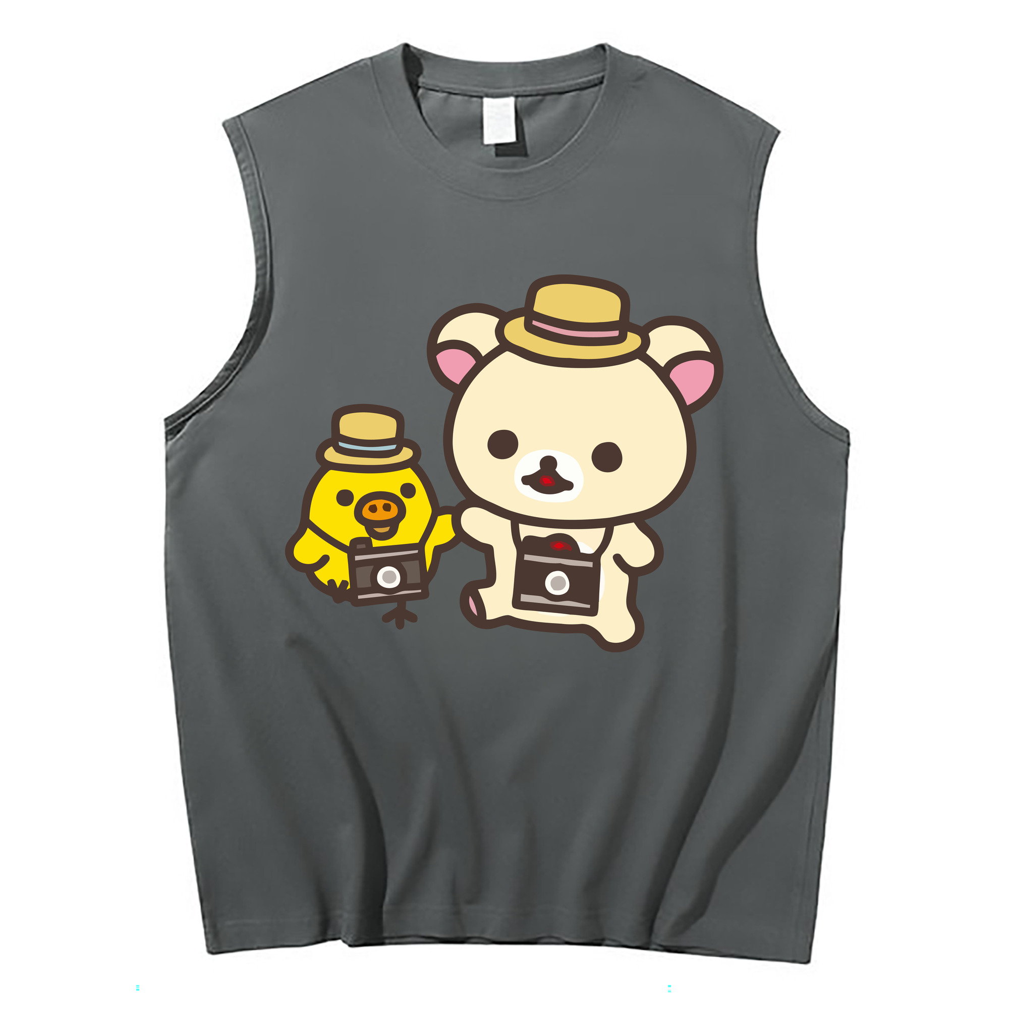 （画像用） リラックマ リラックマ キイロイトリ Rilakkuma Korilakkuma Kiiroitori コットン100％タンクトップ（フロントプリント）